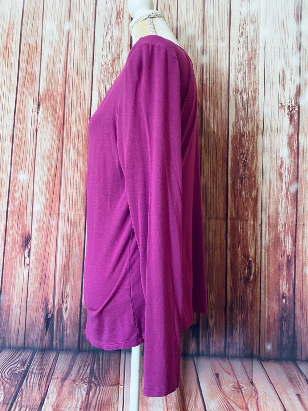 Women’s Large Blouse Cato Dark Pink Long Sleeves Round Neck Soft Stretch - Picture 8 of 11